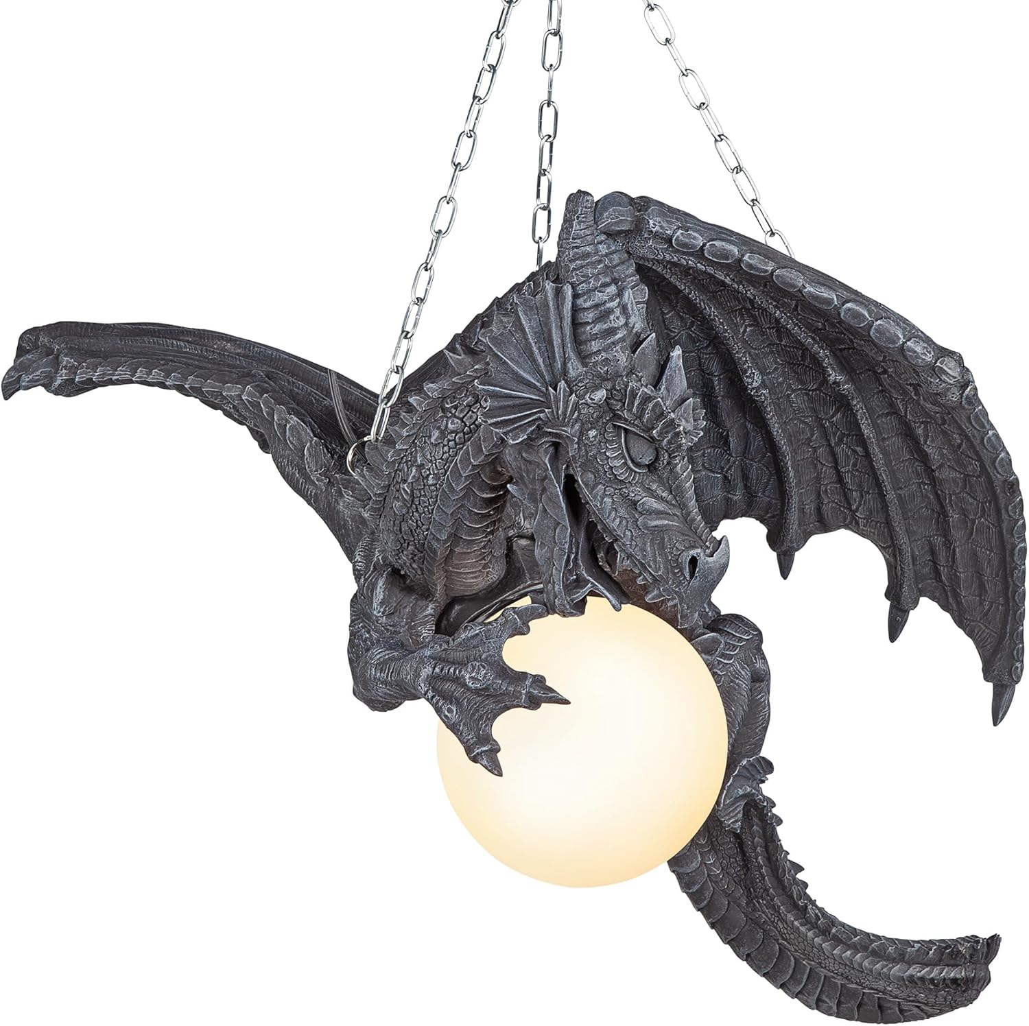 Design Toscano Nights Fury Dragon Gothic Decor Hanging Light Fixture, 21 Inch, Greystone