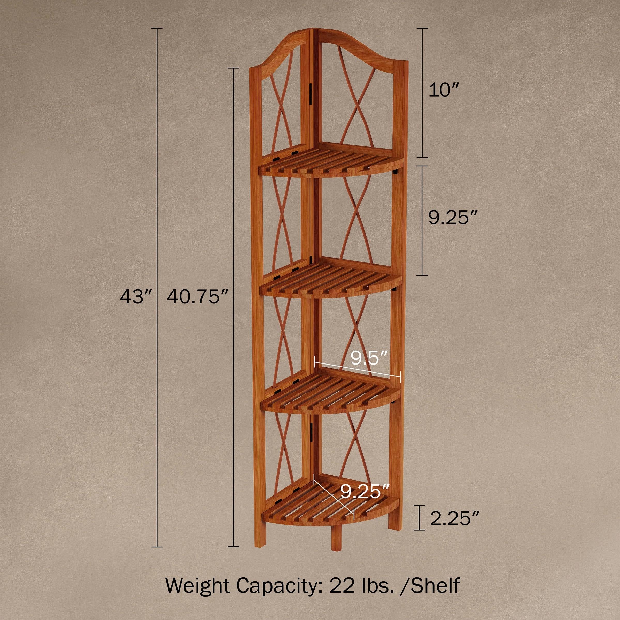 Lavish Home 4-Tier Folding Corner Bookcase