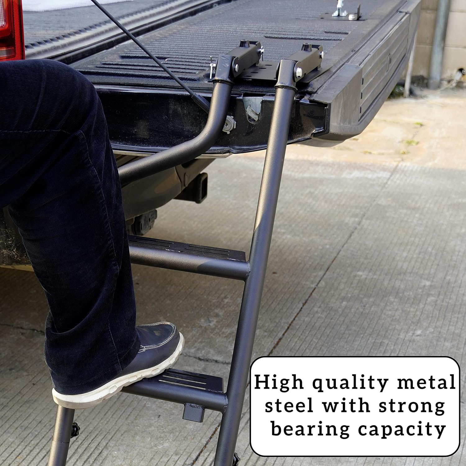 LDETXY Foldable Pickup Truck Tailgate Ladder, Heavy Duty 42" Folding Tailgate Step Ladder with Lock Device Tailgate Ladder for Pickup Truck Universal Accessories Easy Install