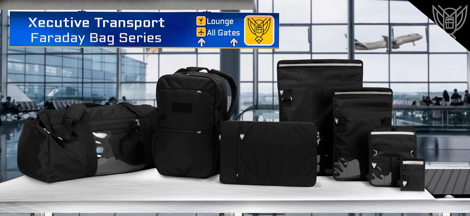 Xtreme Sight Line ~ Xecutive Faraday Bag for Phones and Other Small Electronics ~ Data Security for Executive Travel ~ Shoulder Strap Included ~ Tracking/Hacking Defense