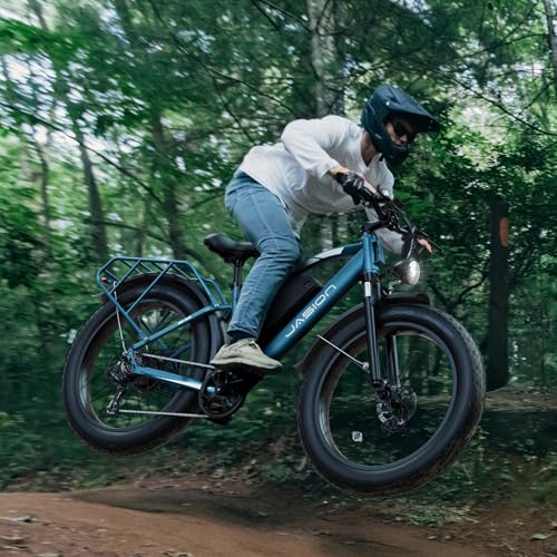 Jasion EB5 MAX Electric Bike for Adults with 1500W Peak Motor, 48V 15Ah (720Wh) Battery Electric Mountain Bike, 26'' x 4'' Fat Tire Ebike, 28+MPH Speed, Cruise Control, with Fenders, Rear Rack