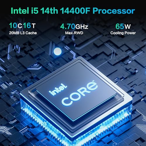 Gaming PC Desktop, Intel Core i5 14400F, RTX 4060, 32GB RAM, 1TB SSD, ARGB Fan, Tower Computer for Gaming and Office