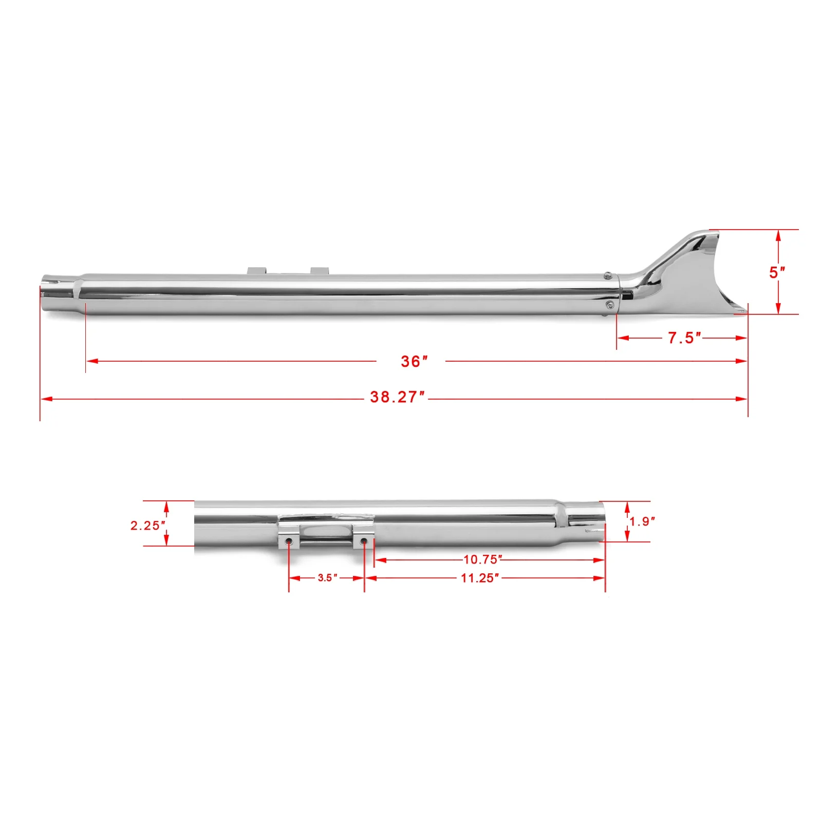 36" Slip on Fishtail Mufflers Exhaust Pipes for Harley Softail Fat Boy Heritage