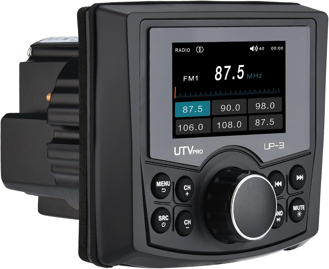 Powersports UTV Stereo AM/FM with Bluetooth Streaming 3 Zone, Compatible to Rear View Camera, External Amplifier Switch on/Off