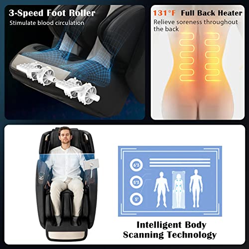 Giantex 3D Full Body Massage Chair, Zero-Gravity Massage Recliner Chair w/ 7'' Touch Screen & SL Track, 12 Auto Mode (Black + Brown)