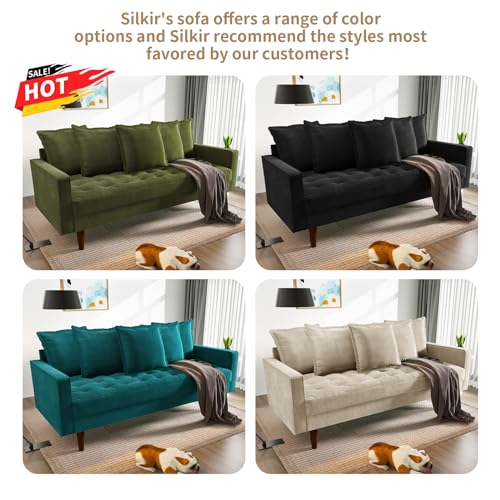 Mid-Century Modern Small Spaces Comfy Velvet Living Room,Office,and Apartment,Loveseat Couch Sofas, 58 Inch, Aqua Turquoise