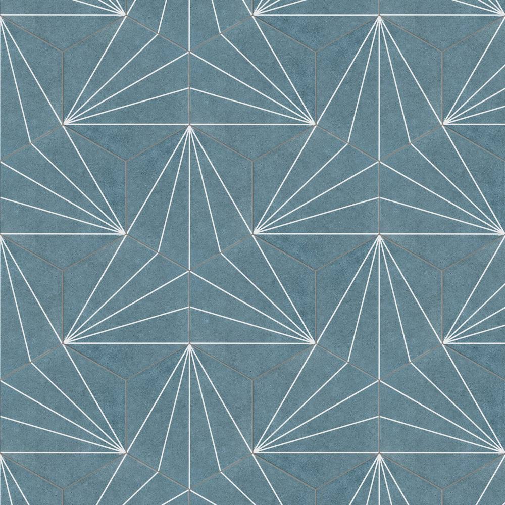 EliteTile Aster Hex Azul Encaustic 8-5/8 in. x 9-7/8 in. Porcelain Floor and Wall Tile (11.56 Sq. ft./Case)
