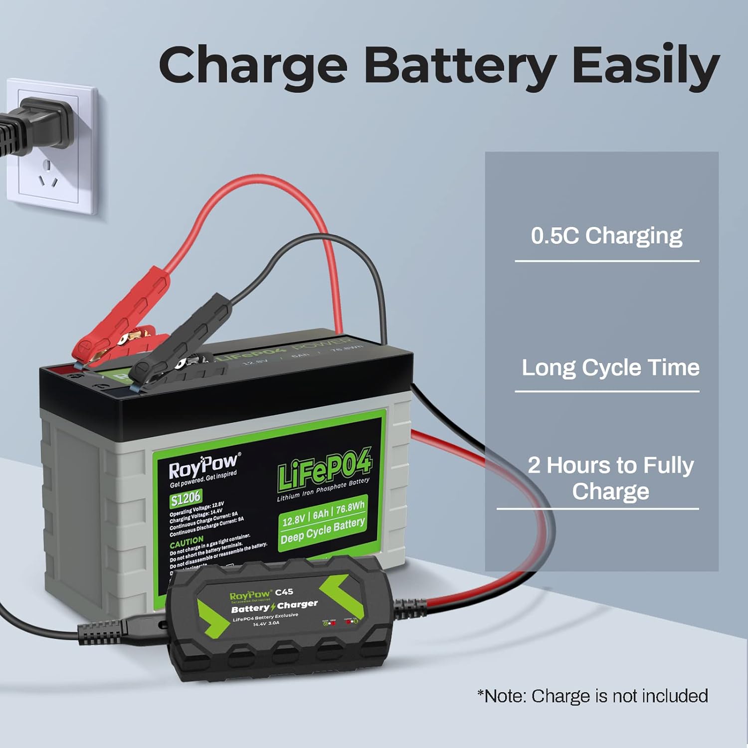 12V Lithium Battery 30Ah, RoyPow Deep Cycle LiFePO4 for RV, Solar Marine and Off-grid Applications