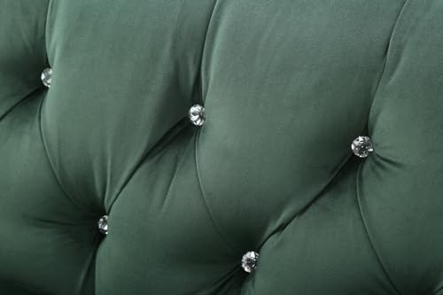 81" Chesterfield Sofa, Deep Button Tufted Upholstered Accent Sofa with Square Arm and Gold Legs, Large Sofa Couch with 2 Pillows and Nailhead Trim for Living Room Apartment Office, Green