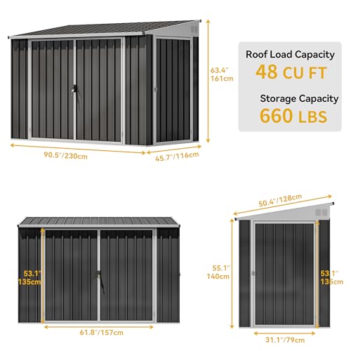 DWVO 10x8 FT Outdoor Storage Shed - Spacious Garden Tool Shed with Lockable Door - Durable Metal Yard Shed for Garden, Patio, and Backyard (Dark Gray)
