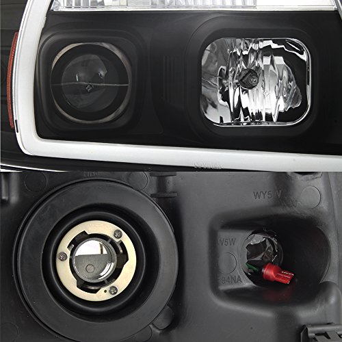 AKKON - Fits 2004-2008 Ford F150 Pickup LED Parking Tube Bar Projector Black Headlights Pair Driver Left+Passenger Right