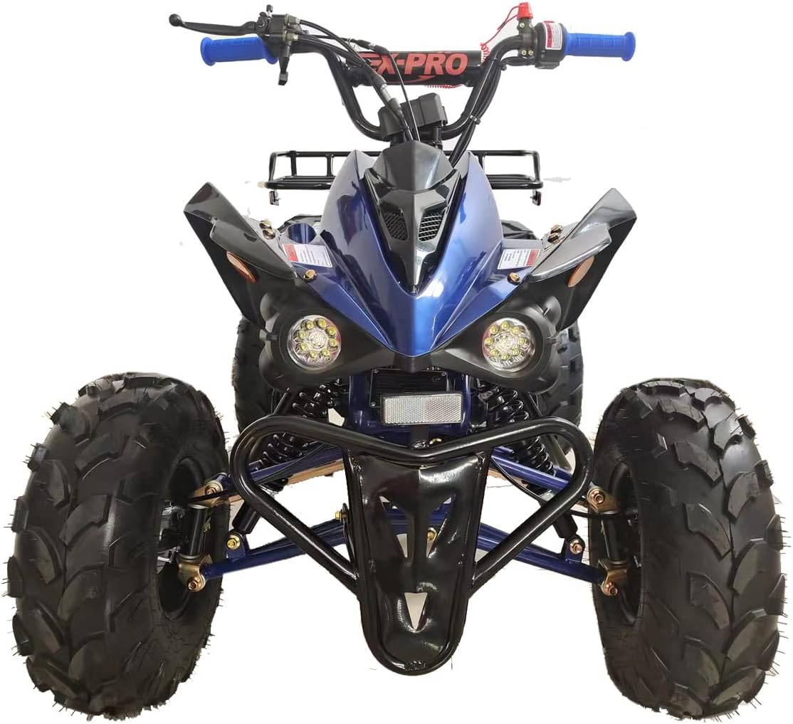 X-PRO Blast 125cc ATV Automatic Transmission w/Reverse, LED Headlight, Big 19"/18" Tires! Assembled and Tested！ (Blue)