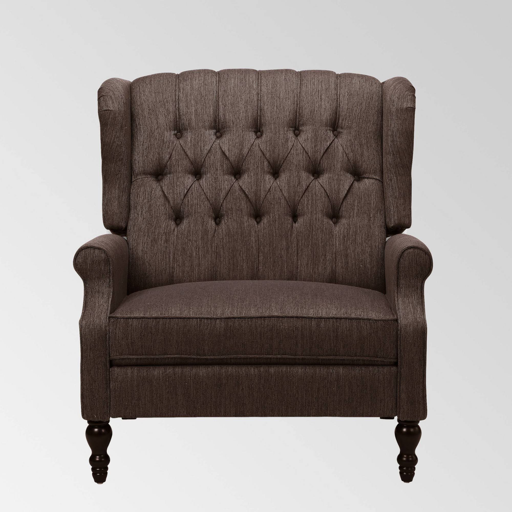 Apaloosa Oversized Tufted Wingback Fabric Push Back Recliner by Christopher Knight Home (Brown + Dark Brown)
