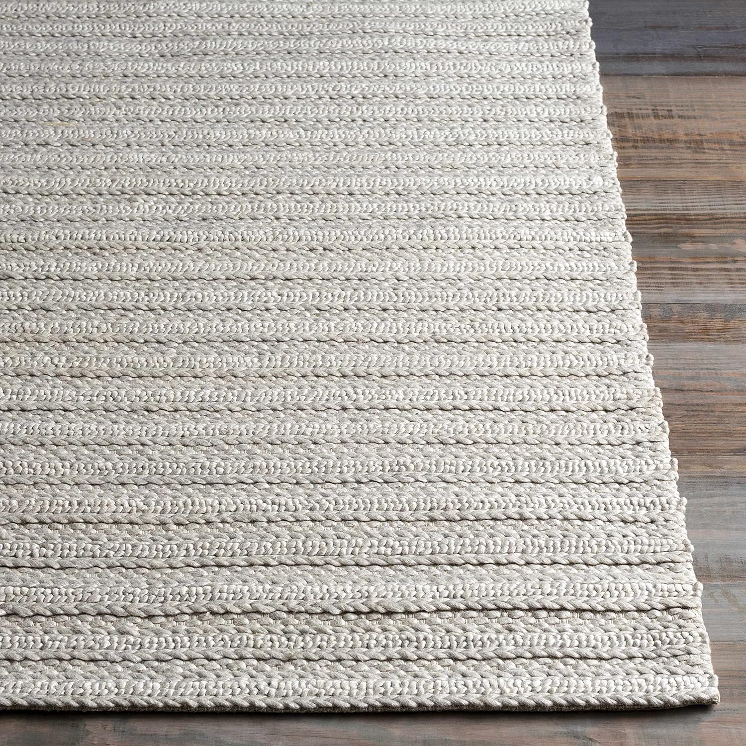 Hauteloom Boynton Living Room, Bedroom Area Rug - Wool & Viscose - Bohemian Knot Pattern - Neutral Farmhouse Carpet - Texture - Ivory, Beige, Cream, Grey - 10' x 14'
