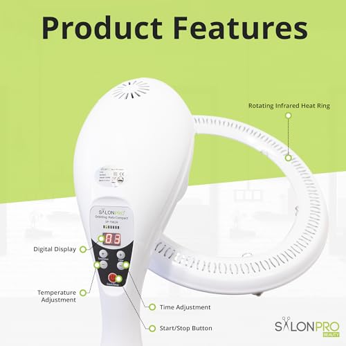 Compact Infrared Hair Color Processor & Dryer with Rolling Base - Portable Standing Hair Dryer - Heavy Duty Salon Equipment - Easy to Use Hair Processor (White)