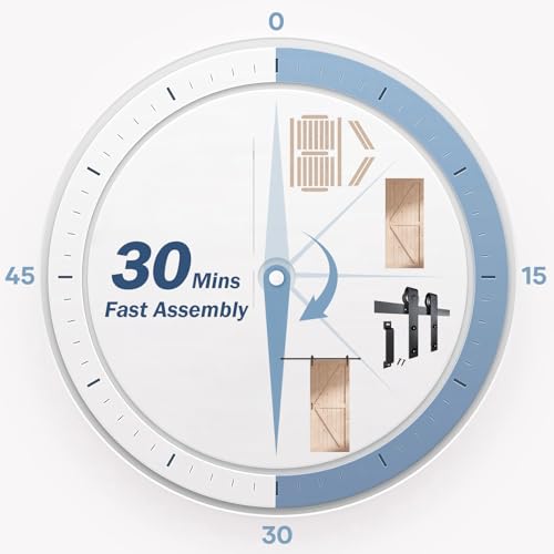 FREDBECK 48in x 80in Sliding Wood Barn Door with 8FT Barn Door Hardware Kit Included K Shape Solid Spruce Panel Sliding Door Double Surfaces Need to Assembly
