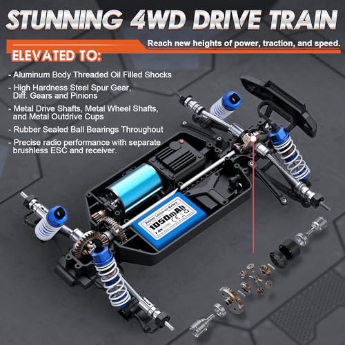 HAIBOXING 16890SA 1/16 Scale 4WD Brushless RC Truck Max 40 MPH Fast RC Cars, All Terrains RC Cars with Independent ESC 4X4 Off-Road Semi-Truck for Boys and Adults, 3S Battery Applicable (not included)