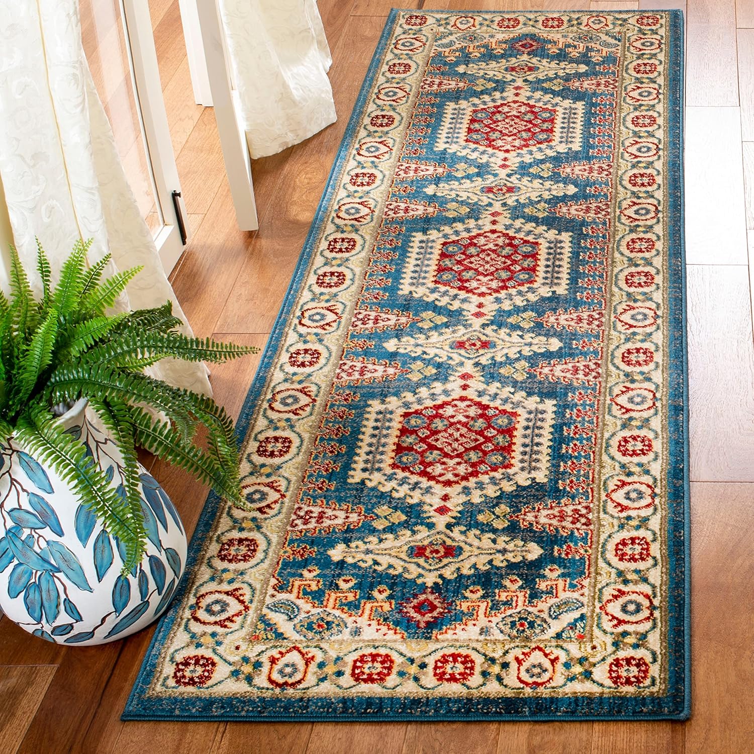 SAFAVIEH Kashan Collection Area Rug - 8' x 10', Red & Ivory, Traditional Oriental Design, Non-Shedding & Easy Care, Ideal for High Traffic Areas in Living Room, Bedroom (KSN308Q)