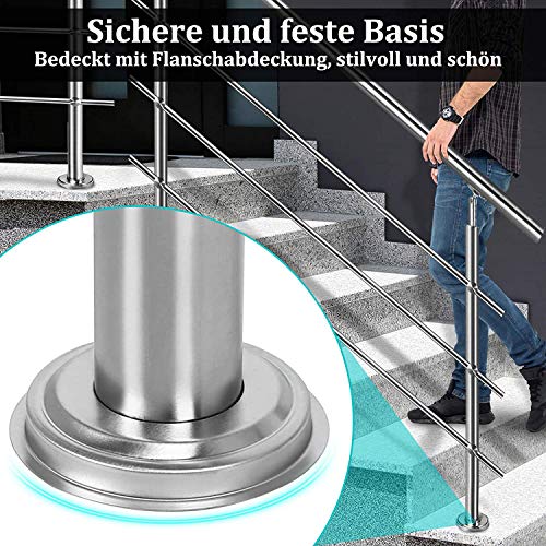 Handrails for Outdoor Steps, 3 Step Handrail Fits 1 to 3 Steps 304 Stainless Steel Handrail Handrail Stair Rail with Installation Kit Hand Rails for Outdoor Steps (Silver)