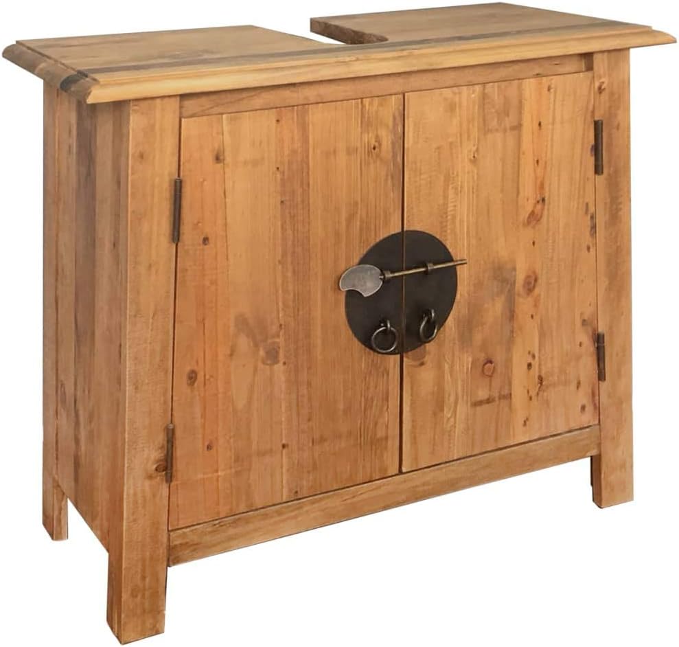vidaXL Solid Recycled Pinewood Bathroom Vanity Cabinet Vintage Look 27.6