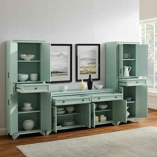 Crosley Furniture Tara 3-Piece Modern Farmhouse Sideboard Buffet Cabinet and Kitchen Storage Pantry Set, Distressed Gray