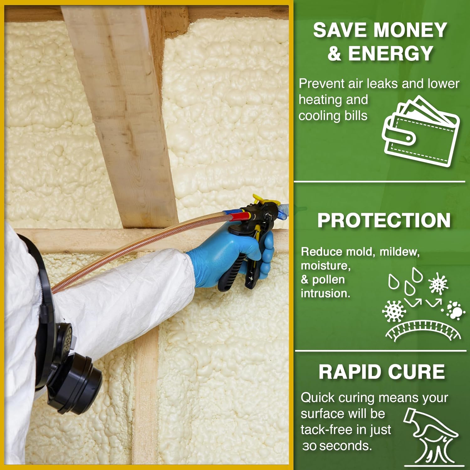 Froth-Pak 200 Spray Foam Sealant Kit, 9ft Hose. Improved Low GWP Formula. Seals Cavities, Penetrations and Gaps Up to 4" Wide. Yields Up to 200 Board ft. Two Component, Polyurethane, Closed Cell
