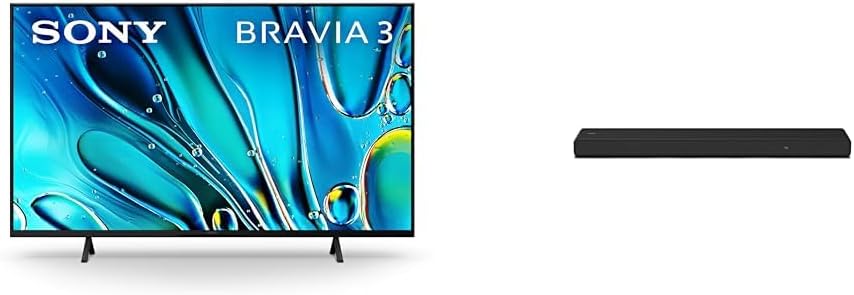 Sony 50 Inch 4K Ultra HD TV BRAVIA 3 LED Smart Google TV HT-A3000 3.1ch Dolby Atmos Soundbar Surround Sound Home Theater