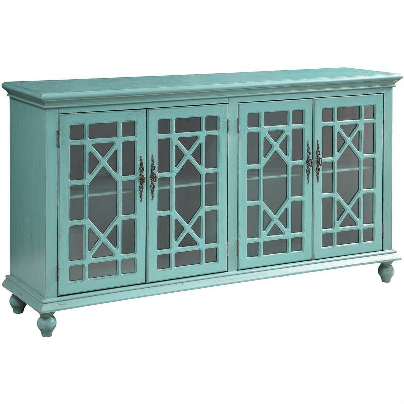 Treasure Trove Bayberry Blue Rub-through Four Door Credenza