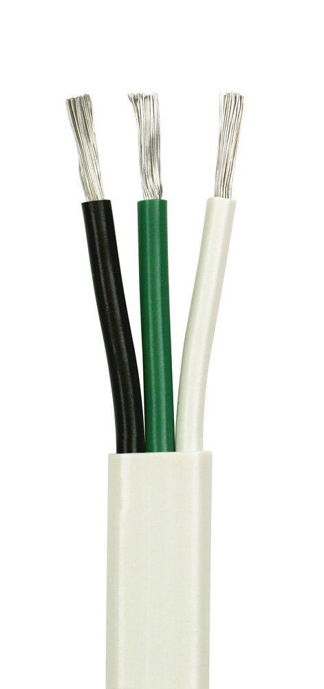 10/3 AWG UL Spec Reqd Triplex Round AC Marine Wire - Tinned Copper Boat Cable - 60 Feet - Black/White/Green - Made in The USA