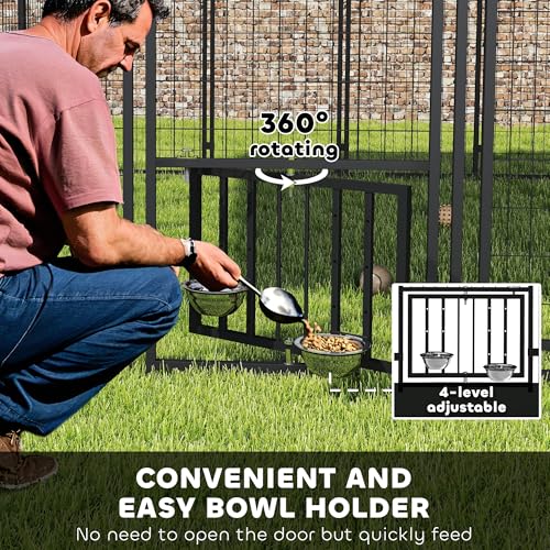 PawHut 4.6' x 4.6' x 5' Dog Kennel Outside, Welded Wire Outdoor Dog Kennel Run with Waterproof & UV Resistant Cover, for S&M Breeds, Chickens, Ducks, Black