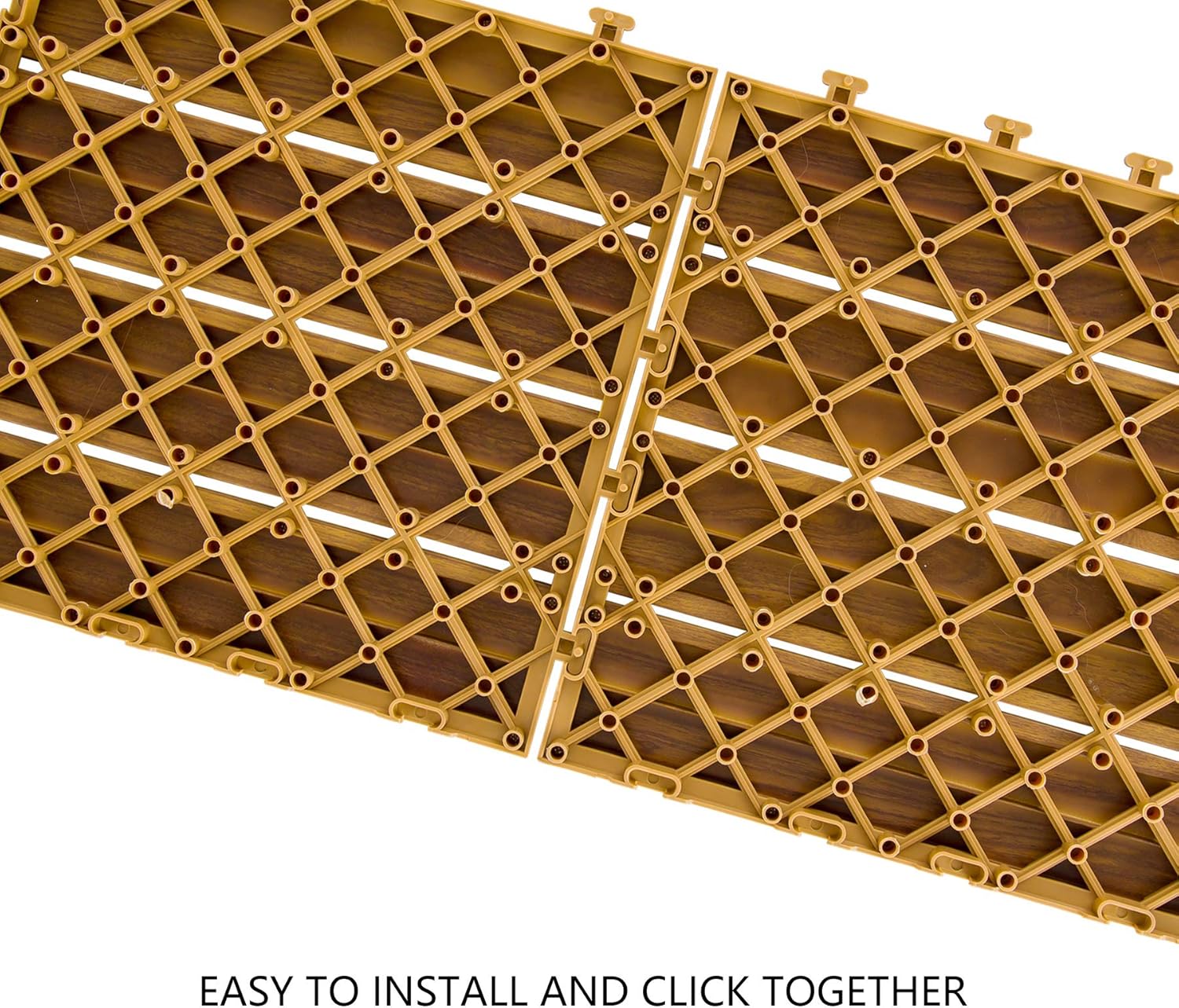 Domi Outdoor Living 9PCS Aluminum Interlocking Deck Patio Decking Tiles, 12” x 12” Wood Acacia Interlocking Decking