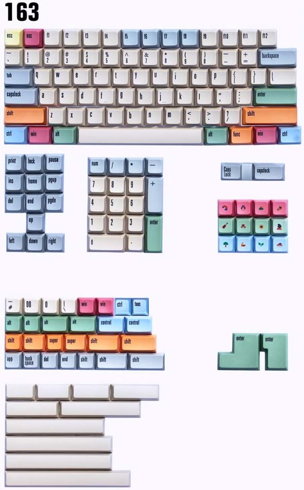 ONECAP XDAS Profile Dye-Sublimation 166 Keys Thick PBT Keycaps Compatible for MX Switch Mechanical Keyboard Keycap