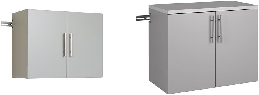Prepac HangUps 30" Upper & 2-Door Base Garage Storage Cabinets, Light Gray