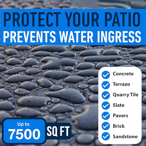 USA-Made 5 Gallon Concrete Sealer (Covers 7500 Sq Ft) – Premium Clear & Wet Sealant for Indoor/Outdoor Surfaces - Ideal for Concrete, Driveways, Garages, Basements, Patios