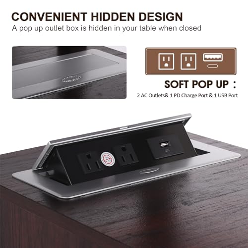End Table with Charging Station, Side Table with Storage, White Nightstand with Adjustable Shelf, Wireless Charging End Table for Living Room, Bedroom