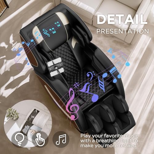 Massage Chair Full Body, Zero Gravity Massage Chair with Auto Modes, Airbag Massage, 6 Fix Point Rollers, Foot Massage, Heating, Touch Screen Controller, Gray Home Relaxation Recliner with Massage