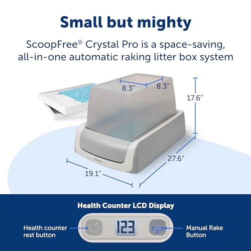 PetSafe ScoopFree Crystal Pro Self-Cleaning Cat Litterbox - Never Scoop Litter Again - Hands-Free Cleanup with Disposable Crystal Tray - Less Tracking, Better Odor Control - includes Disposable Tray
