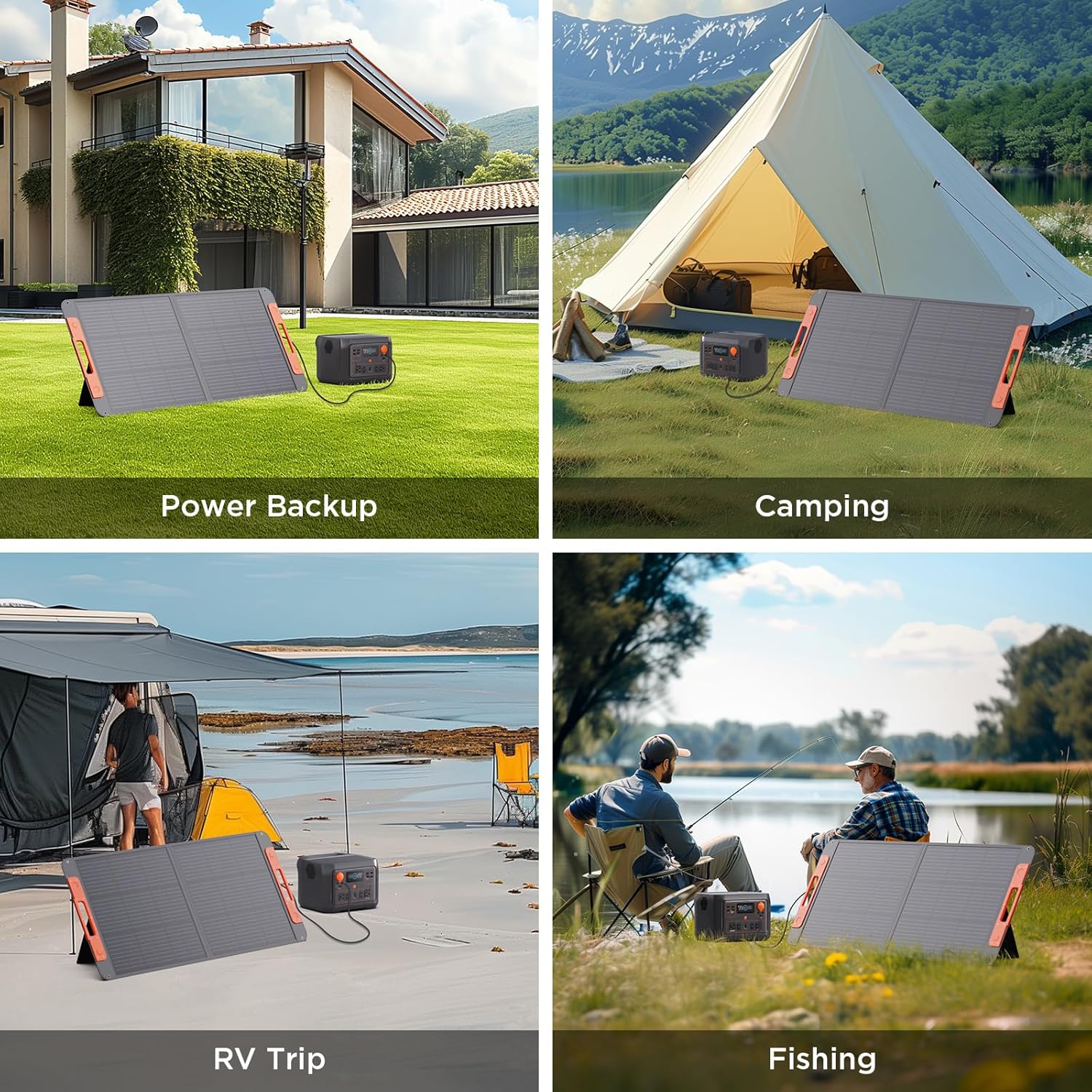 100 Watt Portable Solar Panel for Power Station,100W 20V Foldable Solar Charger with MC-4 Cable USB Output, 23.5% High Efficiency IP67 Waterproof Adjustable Kickstands for Camping RV Blackout