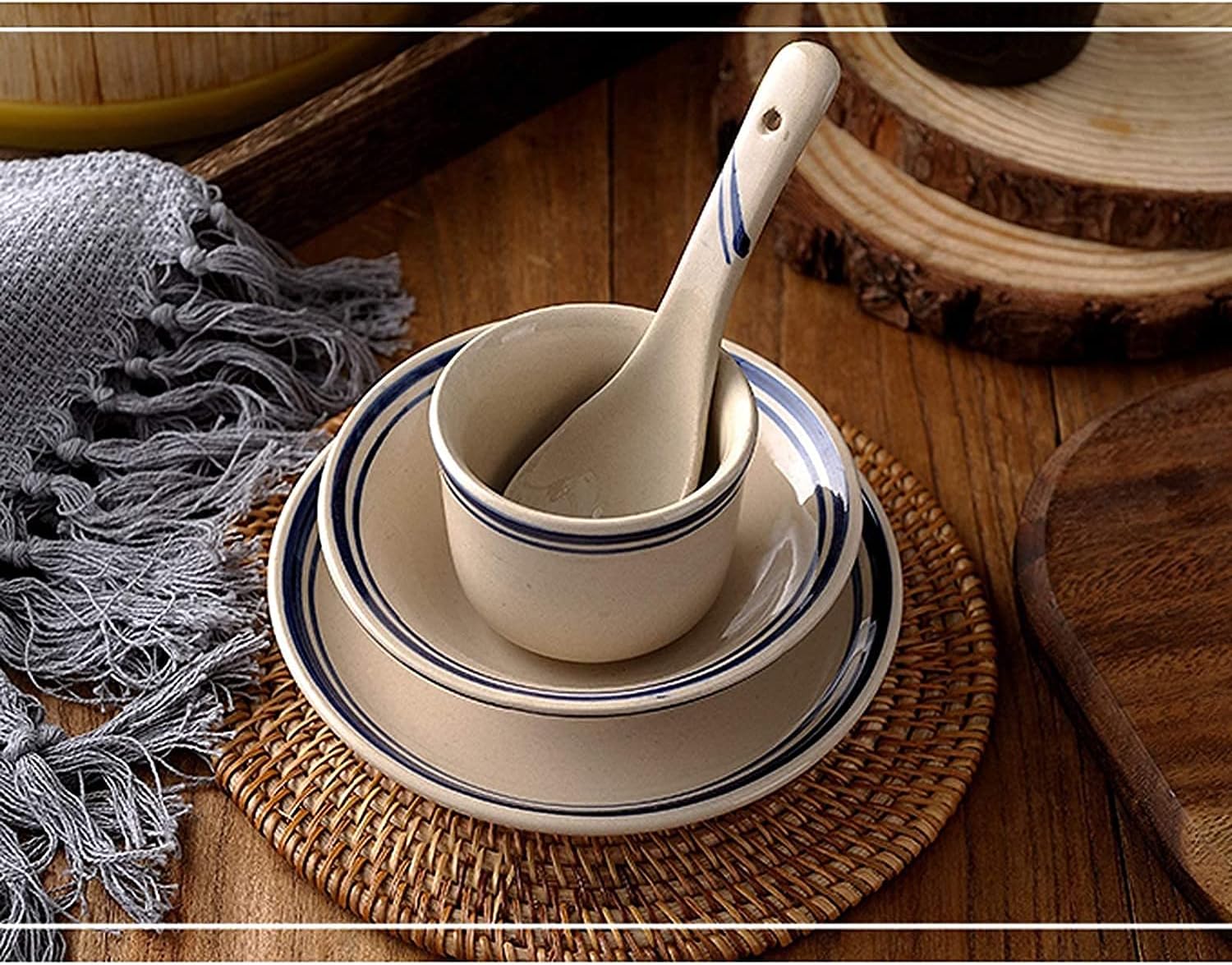 Special Restaurant Dinnerware Set Party Dinner Set Old-Fashioned Four-Piece Bowl, Dish and Plate Porcelain Special Set Restaurant Tableware Ceramic Table Porcelain Dinnerware