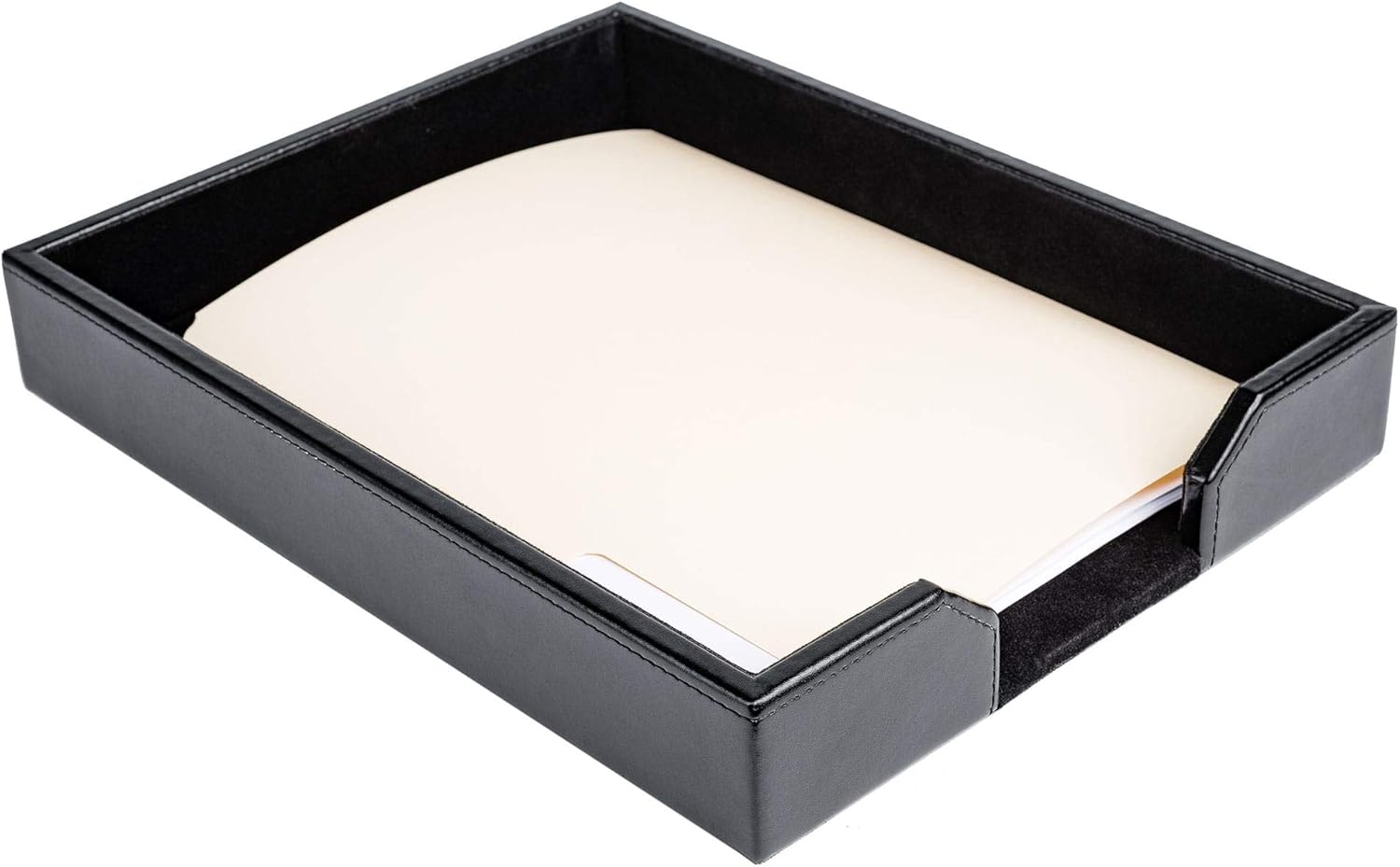 Dacasso Black Bonded Leather Letter Tray