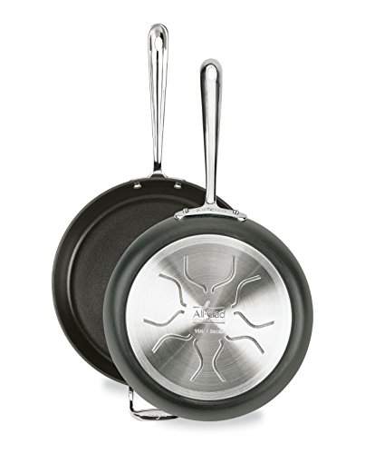 All-Clad HA1 Hard Anodized Nonstick 2 Piece Fry Pan Set 10, 12 Inch Induction Pots and Pans, Cookware Black and HA1 2 Pack 10" & 12" Glass Lid, Clear