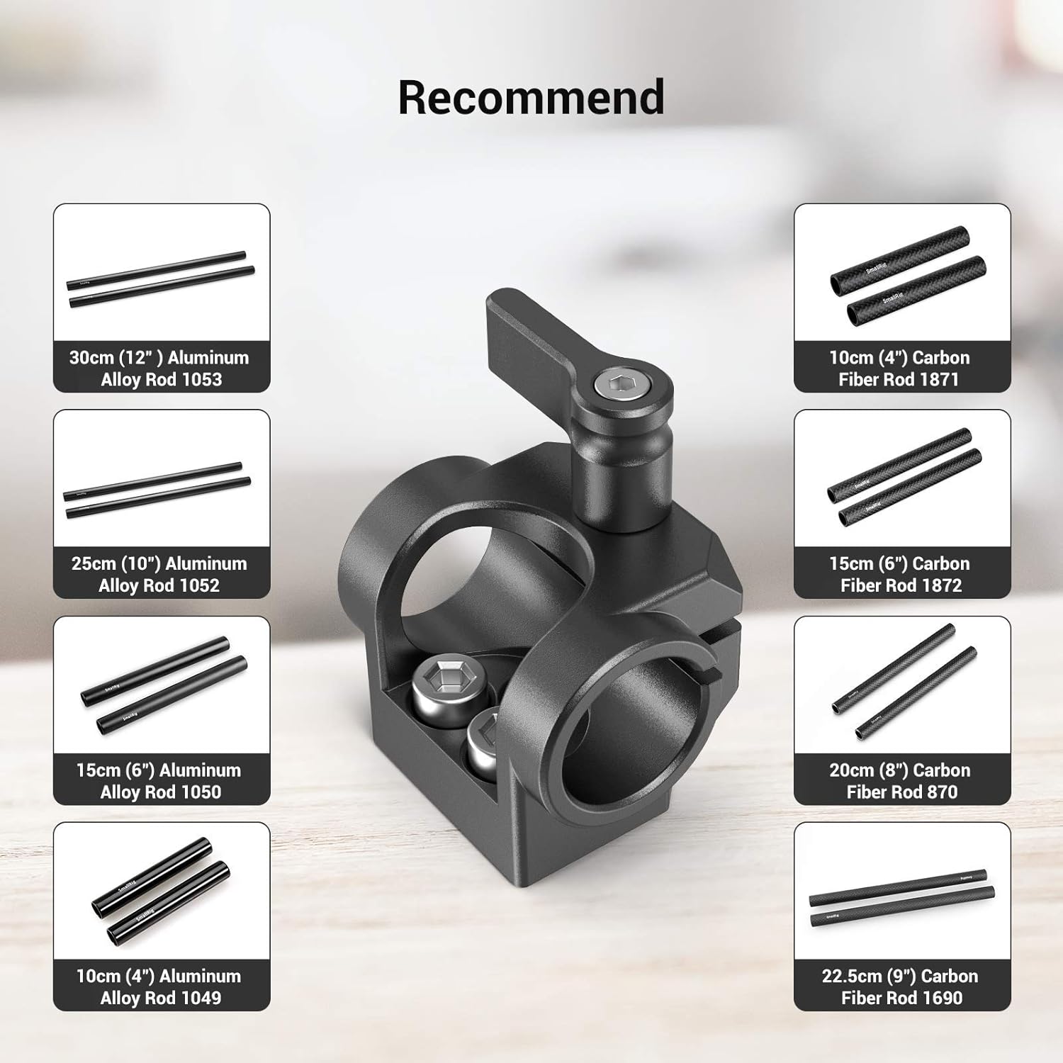 SmallRig 15mm Rod Clamp Single Camera Rod Mount for 15mm Rods Support System, EVF Mount, LCD Light, Microphone Mounts -1995