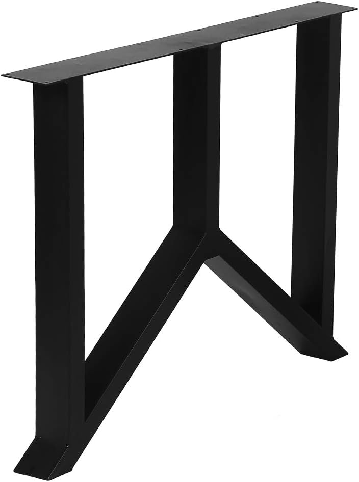 Metal Table Legs Cast Iron Dining Table Legs,28” Height 35” Wide Industrial Bench Legs Black Desk Legs,Rustic Heavy Duty DIY Furniture Legs,Square Tube Coffee Table Legs 2 PCS