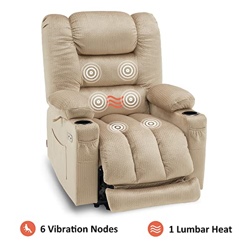 MCombo Large Electric Power Recliner Chair with Heat and Massage, USB Ports, Cup Holders, Electric Reclining Chair for Living Room PR670 (Dark Brown Large 25.5" Seat Width)