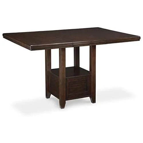 haddigan traditional rectangular 36" counter height dining extension table, dark brown