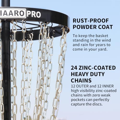 【PDGA Approved】 HIAARO PRO Disc Golf Basket, Portable Disc Golf Target with Heavy Duty 24 Chains, Professional Disc Golf Basket Set