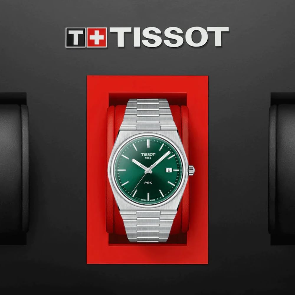 Tissot Mens PRX 316L Stainless Steel case Quartz Watch, Grey, Stainless Steel, 12 (T1374101109100)