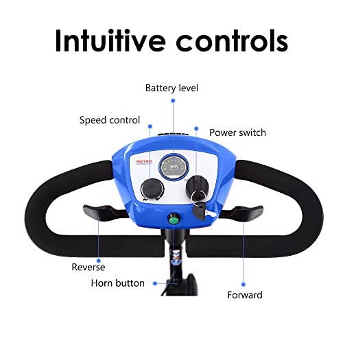 Folding Mobility Scooter - 4 Wheel Lightweight Electric Mobility Scooter for Adults - Red Powered Mobility Scooters for Seniors, Travel - Long Range Power Extended Battery with Charger and Basket