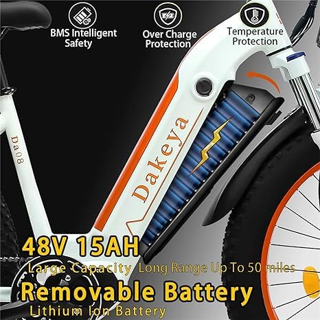 Dakeya Da08 Electric Bike for AdultsTerrains,1000W Brushless Motor EBike,48V 15AH Removable Battery,UP to 50 Miles,26" x 4.0 Fat Tire,7-Speed Gear,31MPH, LCD Digital Display,for All Terrains…