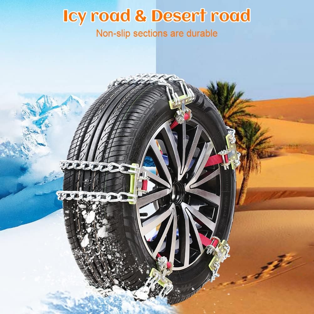 Enfudid Snow Chains for Car, Universal Anti Slip Snow Chains for SUV, Trucks, RV of Tire Width 165-275mm (6.5-10.8 inch), Heavy Duty,Thickened,Adjustable,Durable (2-Chains) Pack of 2